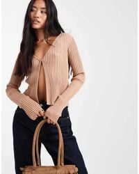 Miss Selfridge - Rib Knit Open One Button Cardigan - Lyst