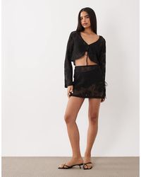ASOS - Sheer Crochet Lace Tie Side Beach Mini Skirt - Lyst