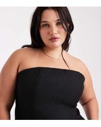 ASOS - Asos Design Curve Tailored Boucle Curved Hem Peplum Bandeau Top - Lyst