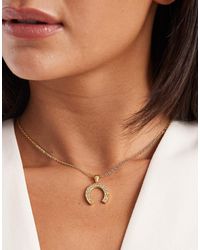 ASOS - Waterbestendige Roestvrijstalen Ketting Met Hoefijzerbedel En Zirkonia - Lyst