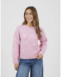 Brave Soul - Soft Crew Neck Daisy Embroidery Jumper - Lyst