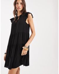 Vero Moda - Frill Trim Babydoll Mini Dress - Lyst