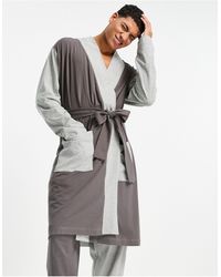 Robe with contrast panels Asos Men Clothing Loungewear Bathrobes part of a set 