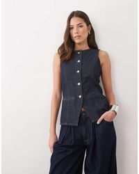 Threadbare - Crew Neck Denim Waistcoat - Lyst