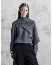 Jdy - Pull en maille à détail foulard - foncé - Lyst