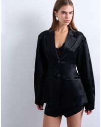 TOPSHOP - Satin Cinched Blazer - Lyst