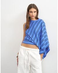 TOPSHOP - Stripe Distorted Cape Top - Lyst