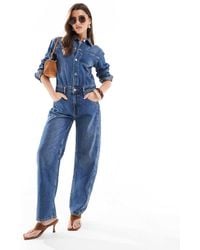 Stradivarius - Oversized Denim Tuinbroek - Lyst