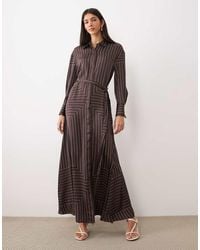 Mango - Vestito Lungo A Righe Con Dettaglio Stile Camicia - Lyst