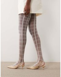 Kaiia - Exclusive Check Pattern Sheer Tights - Lyst
