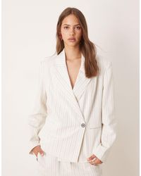 ASOS - – boxy fit oversize-blazer aus leinen mit streifen, kombiteil - Lyst