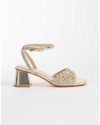 London Rebel - Anita Block Heeled Woven Sandals - Lyst