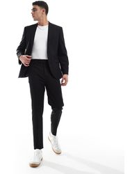 ASOS - Pantalones De Traje Negros De Corte Tapered De Sarga De - Lyst