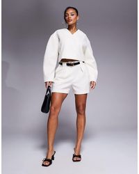 ASOS - Elegante Short Met Textuur En Riem - Lyst