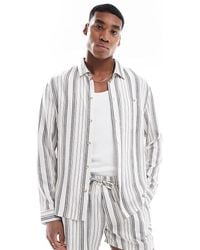 Another Influence - Camicia A Maniche Lunghe Bianca E Antracite A Righe - Lyst