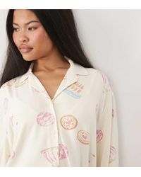 ASOS - Asos Design Petite Super Soft Long Sleeve Shirt & Trouser Pyjama Set - Lyst