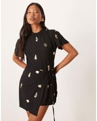 Never Fully Dressed - Petite Gold Shell Mini Dress - Lyst