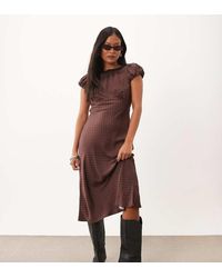 Nobody's Child Petite - Marianna Boat Neck Puff Sleeve Midi Dress - Lyst