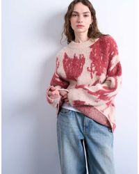 TOPSHOP - Knitted Blurred Floral Jumper - Lyst