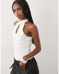 ASOS - Stand Up Collar With Keyhole Top - Lyst