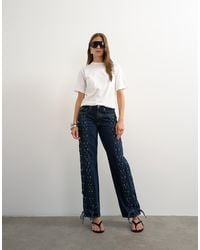 TOPSHOP - Denim Straight Leg Jean With Extreme Lace-up - Lyst