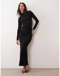 4th & Reckless - Fine Knit High Neck Hardware Detail Cinch Waist Maxi Dress - Lyst