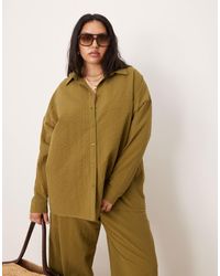 ASOS - Curve Seersucker Wrap Back Stripe Shirt Co-ord - Lyst