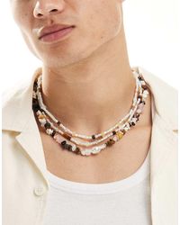 ASOS - Confezione Da 3 Collane Da Festival Con Perline Semipreziose E Pietre Scheggiate - Lyst