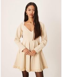 ASOS - V Neck Washed Lace Up Side Skater Mini Dress - Lyst