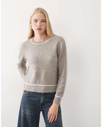Mango - Teen Round Neck Knitted Jumper With Contrast Tipping - Lyst