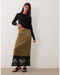 Jdy - Satin Maxi Skirt With Lace Trim - Lyst