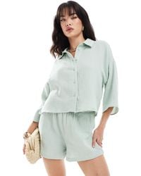 Vero Moda - Textured Cropped Shirt Co-ord - Lyst