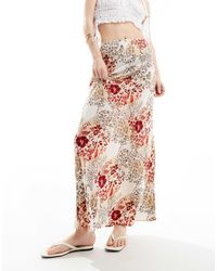 Miss Selfridge - – asymmetrisch geschnittener maxirock mit patchwork-print und picot-borte - Lyst