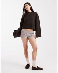 Monki - Crew Neck Knitted Jumper With Ribbed Cuffs And Hem Detail - Lyst
