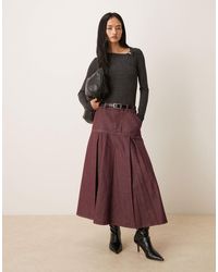 ASOS - Denim Pleated Maxi Skirt - Lyst
