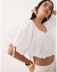 ASOS - Crop Top Met Pofmouwen - Lyst