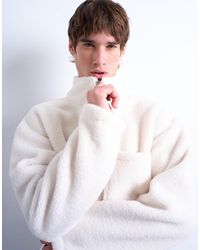 TOPMAN - 1/4 Zip Borg Sweatshirt - Lyst