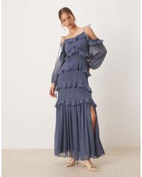 ANAYA - Cold Shoulder Ruffle Maxi Dress - Lyst