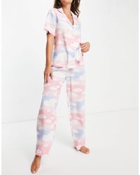 Mix & match astrology print 100% modal pyjama shirt in sage ASOS Damen Kleidung Nachtwäsche Schlafanzüge 
