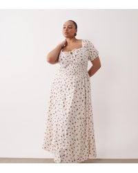 Esmee Curve - Puff Sleeve Tie Front Maxi Beach Dress - Lyst