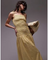 TOPSHOP - Cami Shirred Midi Dress - Lyst