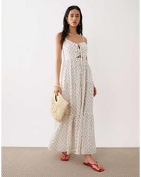 esmé studios - Tie Front Strappy Beach Maxi Dress - Lyst