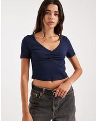 ONLY - Ruched Detailing Ribbed T-shirt - Lyst