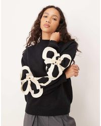 Lovedrobe - Satin Applique Long Sleeve Jumper - Lyst