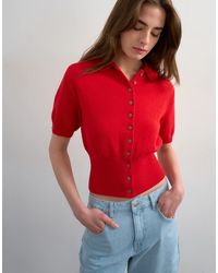 TOPSHOP - – tailliertes polohemd aus ftee-feinstrick - Lyst