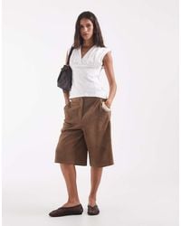 ONLY - Faux Suede Bermuda Shorts - Lyst