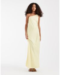 Object - One Shoulder Satin Maxi Dress - Lyst
