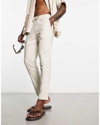 Only & Sons - Cropped Broek Van Linnenmix - Lyst