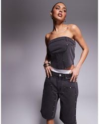Liquor N Poker - Denim Bandeau Utility Corset - Lyst