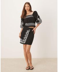 Y.A.S - Contrast Cornelli Embroidered Mini Skirt Co-ord - Lyst